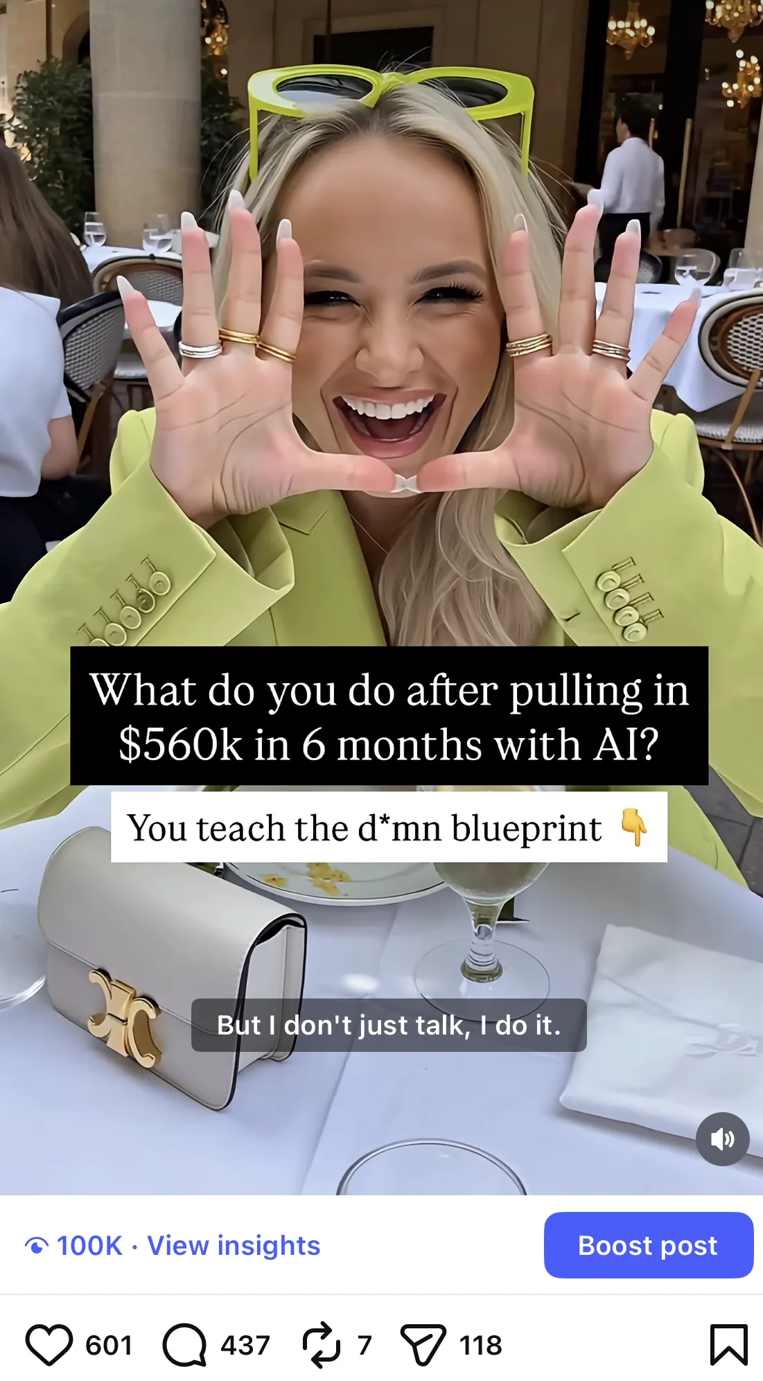 Katie showing AI content that sells